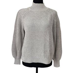 GAP 100% Cotton Shaker Knit Cropped Mock Neck Sweater Silver Gray XS